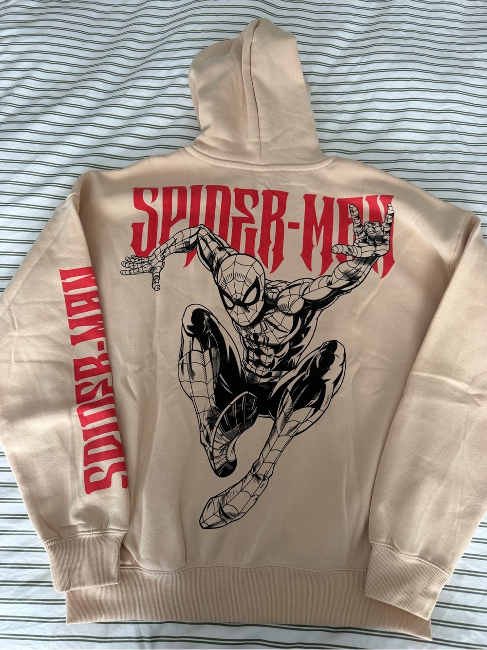 Marvel Spider-Man Graphic Full Zip Hoodie Beige Size M NWT